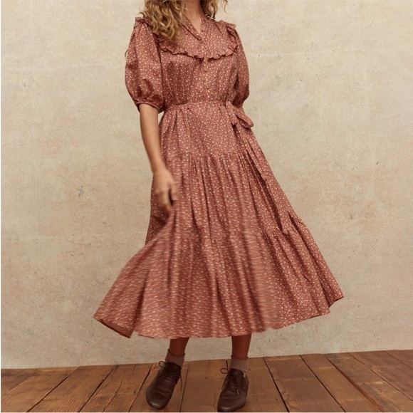 Christy Dawn Dress Emilia Floral Midi Cotton Rooibos Harvest S EUC - Picture 9 of 9